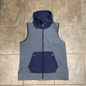 Under Armour Gray and Navy Hooded Zip-Up Vest